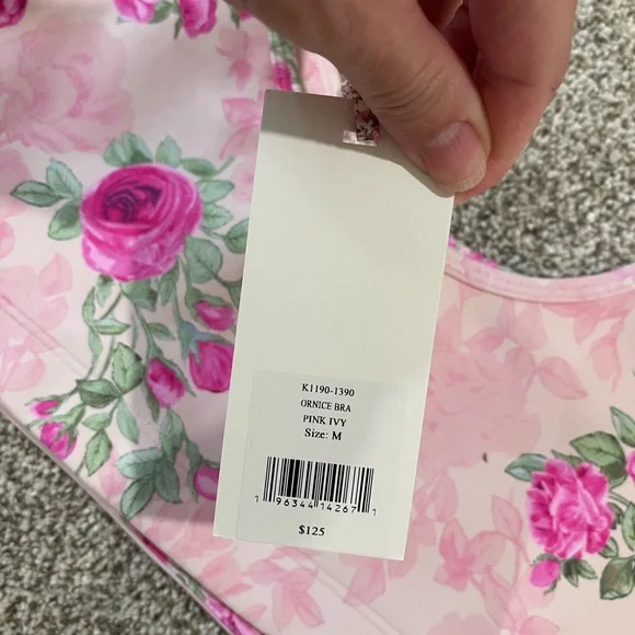 LoveShackFancy NEW Ornice Bra pink ivy Size medium - Picture 2 of 4